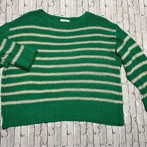 Easel Emerald and Cream Striped Sweater
